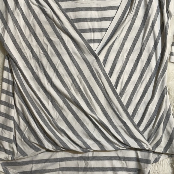 White House Black Market Grey and White Striped Top - Picture 2 of 7